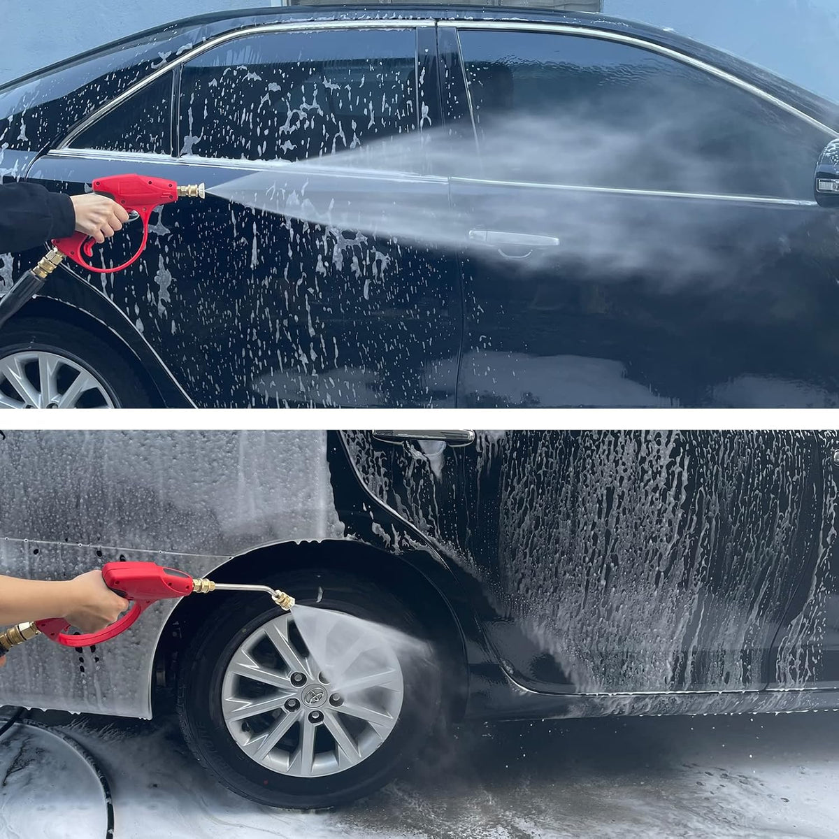 Sooprinse Foam Cannon Kit with Pressure Washer Short Gun, 1 L Snow Foam Lance with 1/4 Inch Quick Connector, Foam Blaster with Pressure Washer Gun,4000 PSI, Black