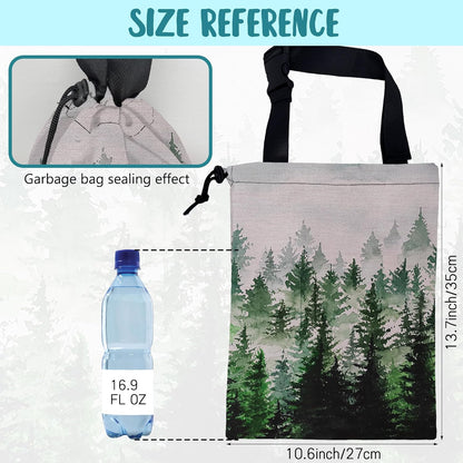 Car Garbage Bag Colorful Floral Spring Daisy Drawstring Car Trash Bag Hanging for Back Seat with Adjustable Buckle Canvas Vehicle Trash Can Easy-to-Install