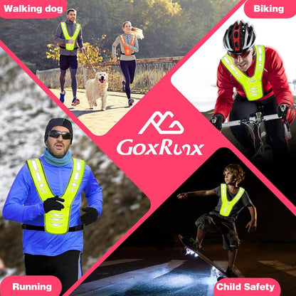 GoxRunx Reflective Running Vest Gear with Reflective Bands for Women Men Safety Reflective Vest for Walking Running Cycling at Night