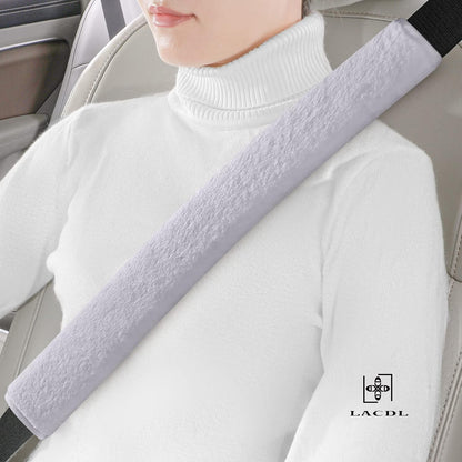 LACDL Extra Long Seatbelt Cover Super Soft Furry for Adults Kids Women & Men, Thick Plush Full Car Seat Belt Strap Cushion, Fluffy Shoulder Pad Protector, Auto Interior Accessories, 1pc, Black, 15.5in