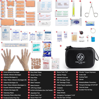 VRIEXSD Premium First Aid Kit, 320 Piece Waterproof Hard Shell Eva First Aid Kit for Home, Camping, Cars, Hiking, Travel, Businesses & Outdoor Emergencies - Emergency Medical Kits (Red)