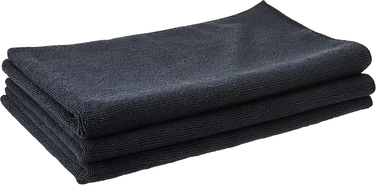 Chemical Guys Workhorse Professional Grade Microfiber Towels for Cars - Black 16x16 Inch Microfiber Cleaning Cloths for Home & Pet Drying, Soft & Scratch-Free, Washing, Drying & Cleaning, 3 Pack