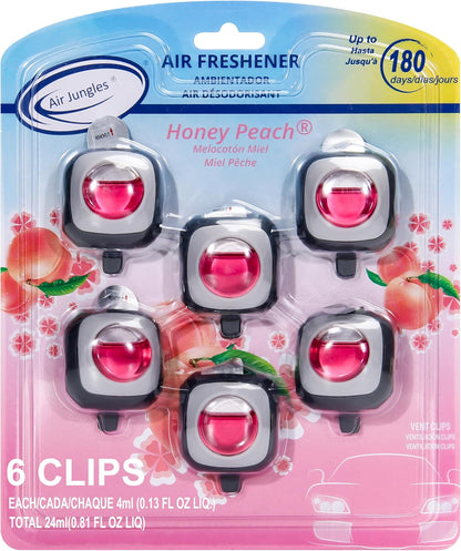 Air Jungles New Car Scent Car Air Freshener Vent Clip, 6 Count Long Lasting Up to 180 days, Natural Essential Oil Car Fragrance Accessories for Women and Men, Odor Eliminator - 4ml Each