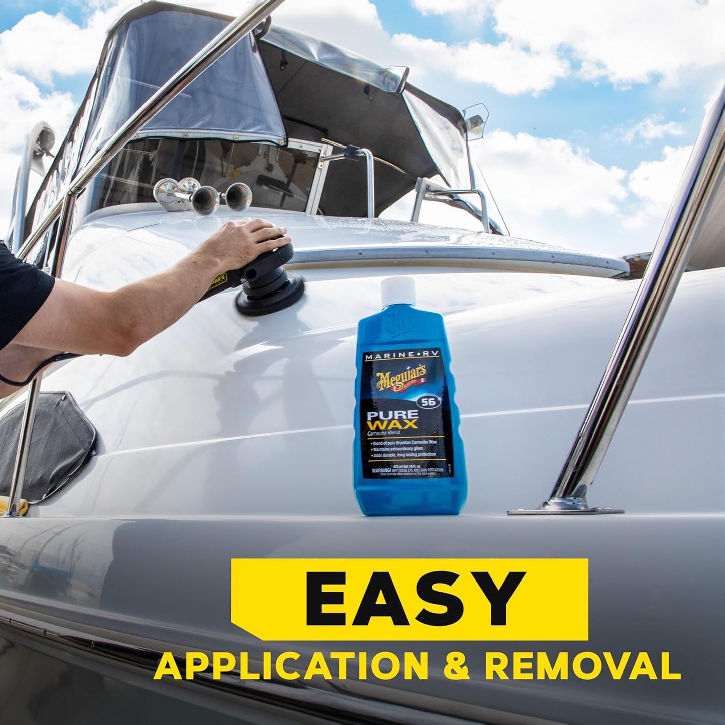 Meguiar’s Marine/Rv Pure Wax Carnauba Blend, Boat Wax/Marine Wax, Boat Polish That Delivers Long-Lasting Protection; Use On Gel Coat, Fiberglass And Painted Finishes On Boats And Rvs - 16 Oz Bottle