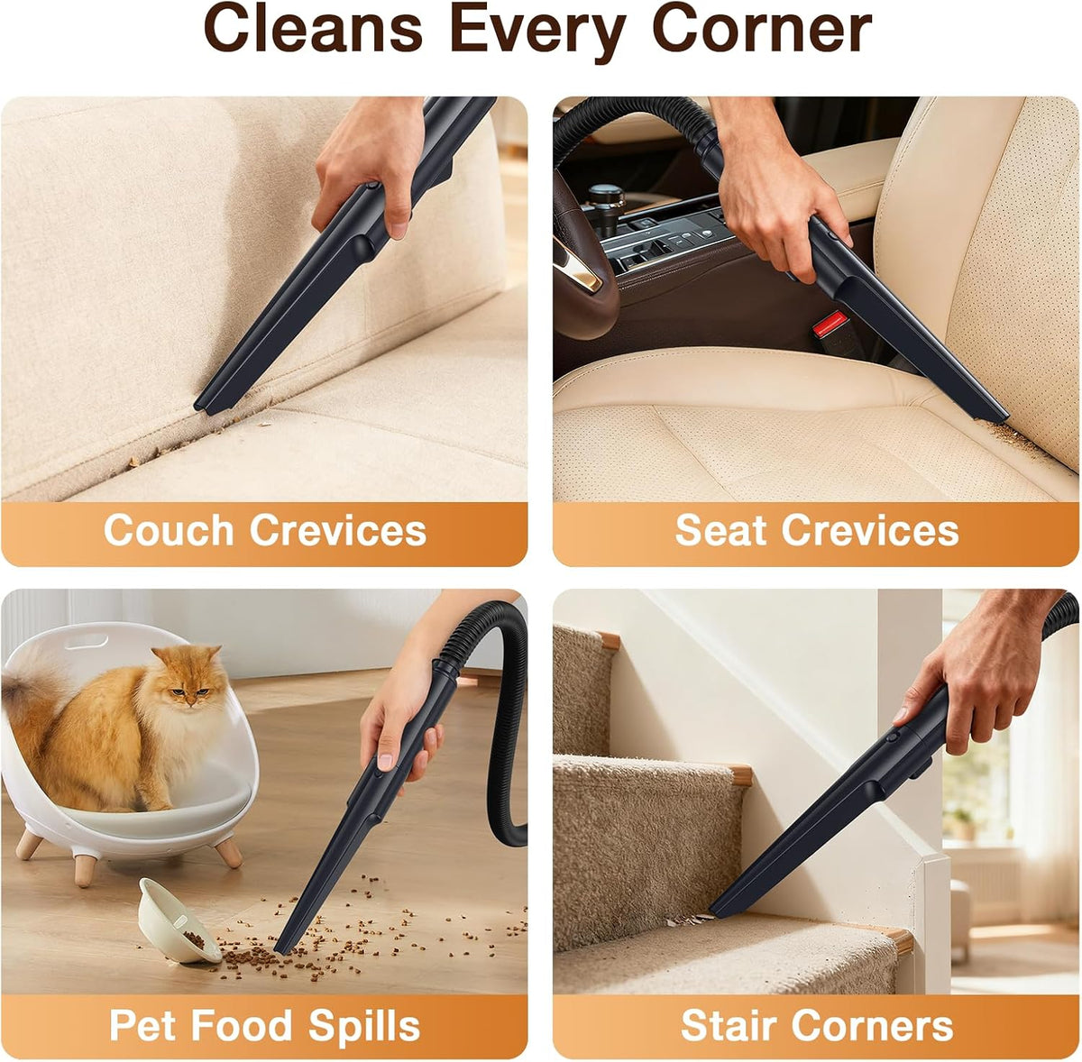 Portable Carpet & Upholstery Cleaner, 18Kpa Carpet Cleaner Machine for Deep Stain Removal, Spot Cleaner for Pet Accidents, Area Rugs, Stairs, Car Upholstery & Couches, Includes Tools & Self-Cleaning