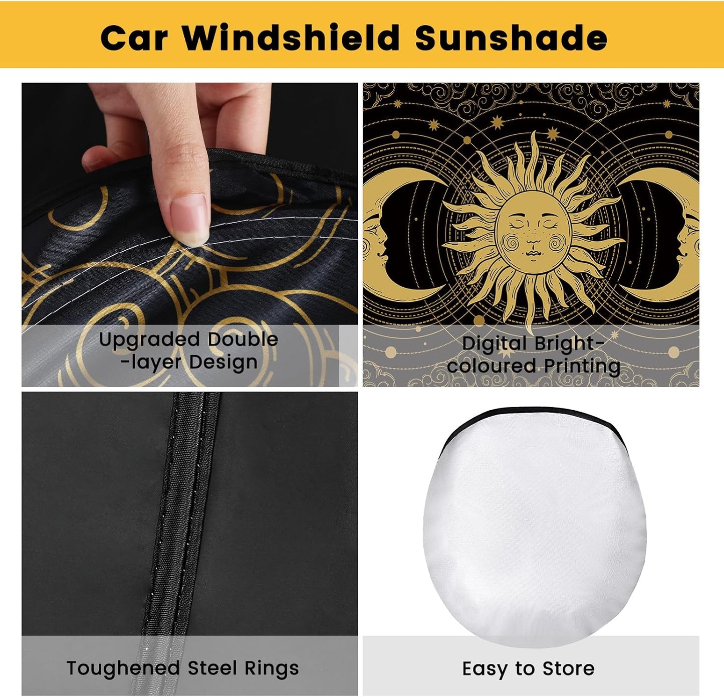 Iridescent Sun Shade for Car Windshield, Foldable Universal Car Windshield Upgrade Sunshade Enhanced UV Rays Reflective Sun Visor Shade Keeps Vehicle Cool
