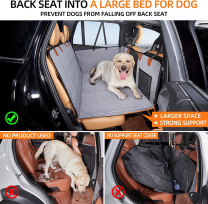 YJGF Back Seat Extender,Dog Seat Cover for Back Seat,Hard Bottom Car Seat Cover for Dogs,Dog Hammock for Car,Back Seat Pet Cover for Dogs(Black,for Car/SUV/Small Truck)