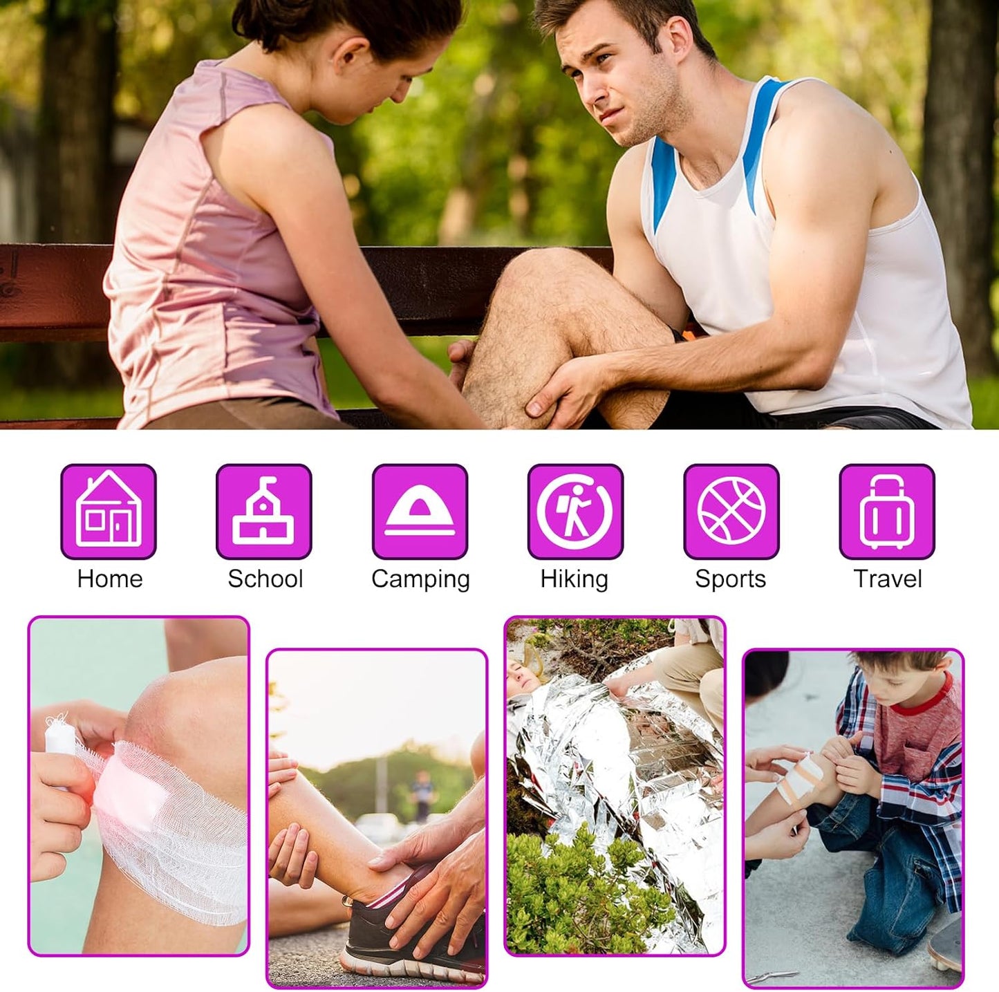Travel-First Aid-Kit Car-Home 300PCS Survival-Kit Outdoor-Adventure - Small Portable Red Emergency Essential Sets Office Hiking Camping Business Public Must Have First Aid Gear Equipment 1st Aid