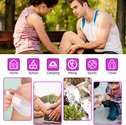 Travel-First Aid-Kit Car-Home 300PCS Survival-Kit Outdoor-Adventure - Small Portable Red Emergency Essential Sets Office Hiking Camping Business Public Must Have First Aid Gear Equipment 1st Aid