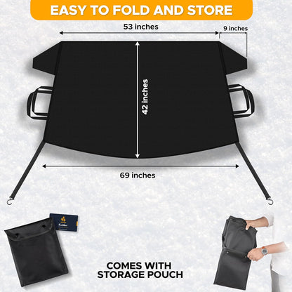 EcoNour Windshield Cover for Ice and Snow - Universal Fit for Car, SUV, Truck, Heavy Duty 600D Oxford Fabric Frost Protector for Ice & Sleet, Includes Anti-Theft Straps, Medium (69"x42")