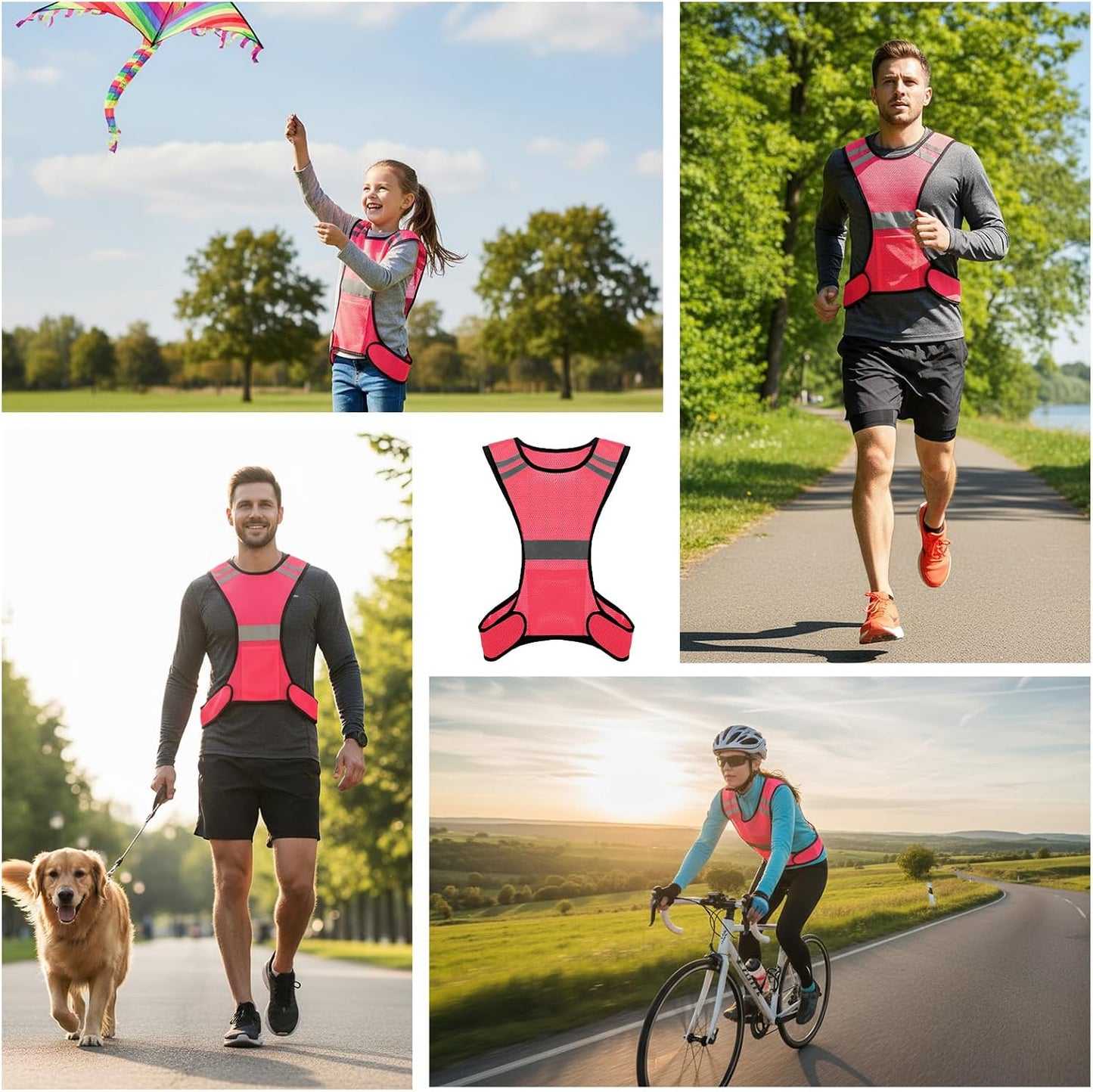 Ptwola Reflective Running Vest High Visibility Running Gear with Large Pocket Night Lightweight Reflective Safety Vest