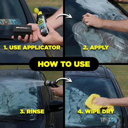Invisible Glass 91411 Glass Stripper Water Spot Remover Kit – Cerium Oxide Based Auto Glass Polish for Windshields, Hard Water Spots, Road Films & Old Coatings – 4 Fl Oz