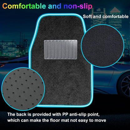 Soft Car Floor Mats With Led Strip Light, Universal Fit Black Automotive Carpet, App Control Interior Car Lights Floor Mats, Anti-Slip Waterproof RGB Car Decor Accessories For SUV, Trucks, Sedan,Jeeps