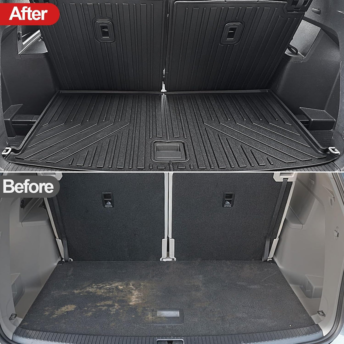 Floor Mats for 2018-2025 2026 Volkswagen Atlas 7 Passenger Bench Seating (Not for Cross Sport), All Weather TPE Durable Cargo Mat with Backrest Mats for VW Atlas Accessories