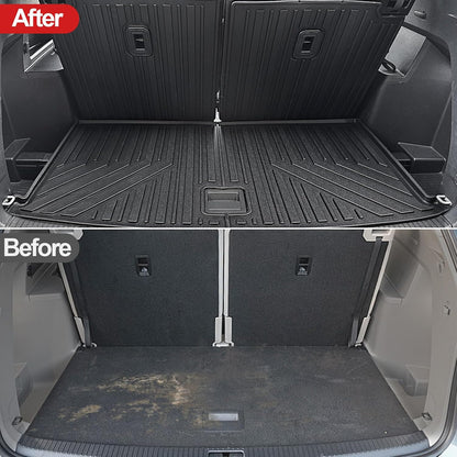 Floor Mats for 2018-2025 2026 Volkswagen Atlas 7 Passenger Bench Seating (Not for Cross Sport), All Weather TPE Durable Cargo Mat with Backrest Mats for VW Atlas Accessories