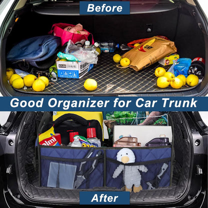Deosk Car Trunk Organizer for SUV, Car Organizers and Storage with Reinforced Handles, Car Accessories for Women/Men 50LWaterproof Polyester Trunk Organizer, Black