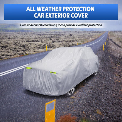 6 Layers Car Cover Waterproof All Weather for Automobiles, Size A3 with Zipper Cotton Fit for Toyota Camry, Honda Accord, Ford Mustang, Chevy Camaro/Malibu,Kia Optima/K5 (187-198 inch)