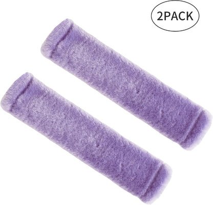 Amooca Soft Faux Fur Universal Fit Seatbelt Cover Car Truck SUV Airplane Seat Belt Shoulder Pad for Carmera Backpack Straps Neck Cushion Protector 2 Pack 10.5in Dark Gray