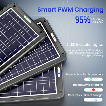 POWOXI Upgraded 7.5W-Solar-Battery-Trickle-Charger-Maintainer-12V Portable Waterproof Solar Panel Trickle Charging Kit for Car, Automotive, Motorcycle, Boat, Marine, RV,Trailer, Snowmobile, etc.