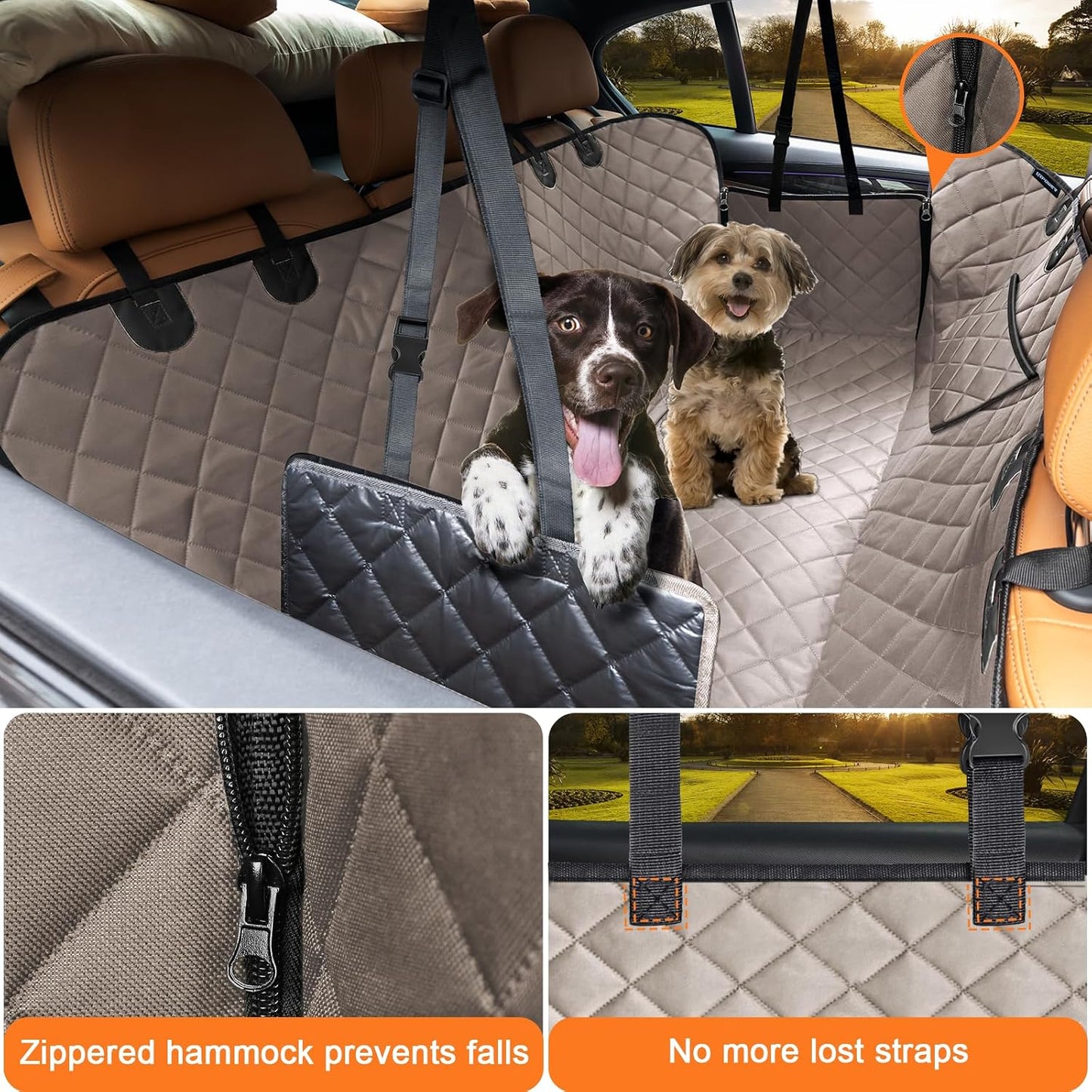 URPOWER Dog Car Seat Cover for Pets 100% Waterproof Seat Cover Hammock 600D Heavy Duty Scratch Proof Nonslip Durable Soft Back Seat Covers for Cars and SUVs