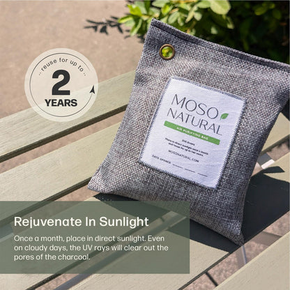 Moso Natural Air Purifying Bag 200g | HGTV Editor's Pick | Premium Bamboo Charcoal Odor Absorber for Home & Car | Closet Odor Eliminator & Car Air Freshener | Long Lasting Charcoal Bags Cover 90sqft