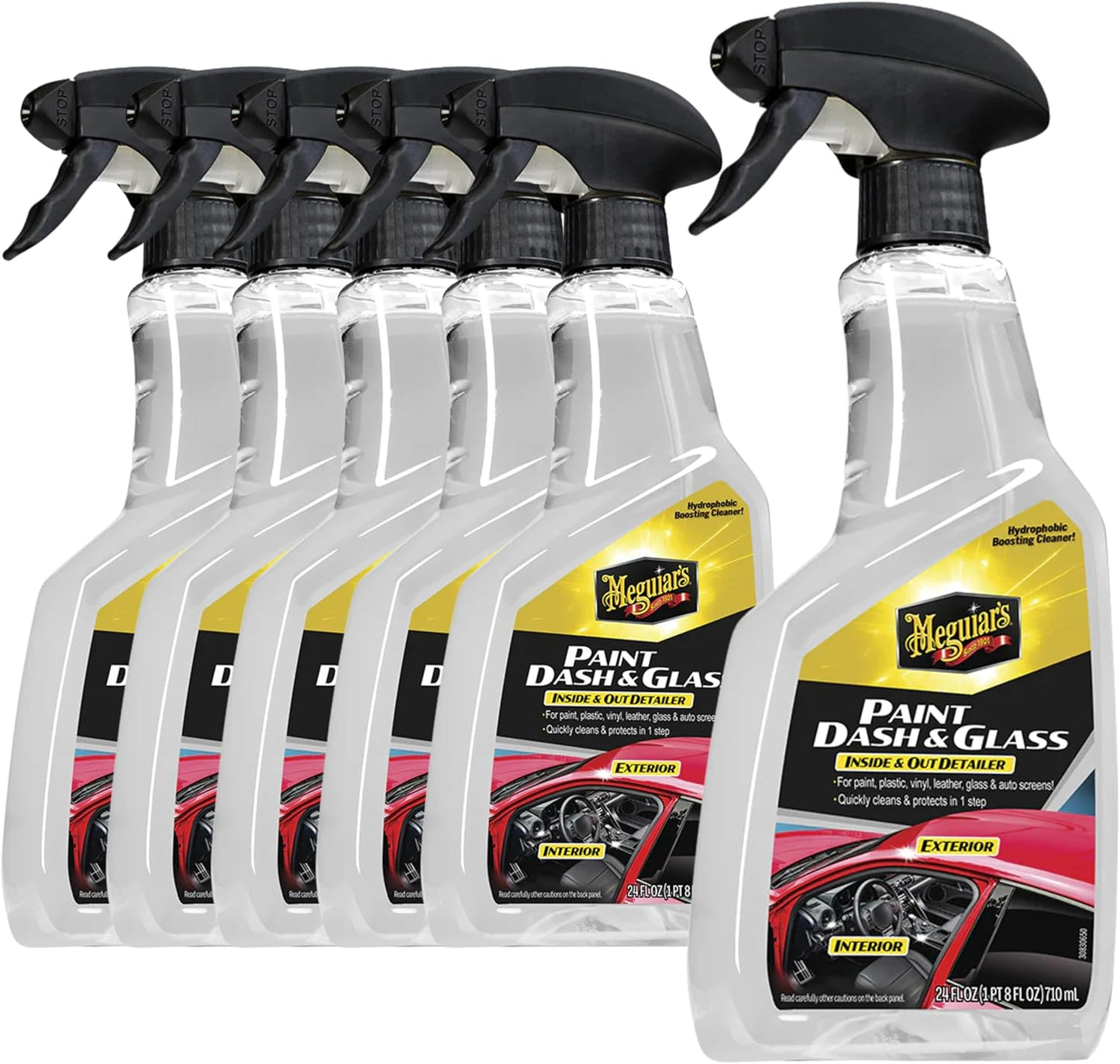Meguiar's Paint Dash & Glass Multi Surface Detailer Spray, 6 Pack (6 x 24 oz = 144 oz Total), Interior Exterior Quick Detailer for Automotive Paint, Dash, Plastic, Vinyl, Leather, Glass and Screens