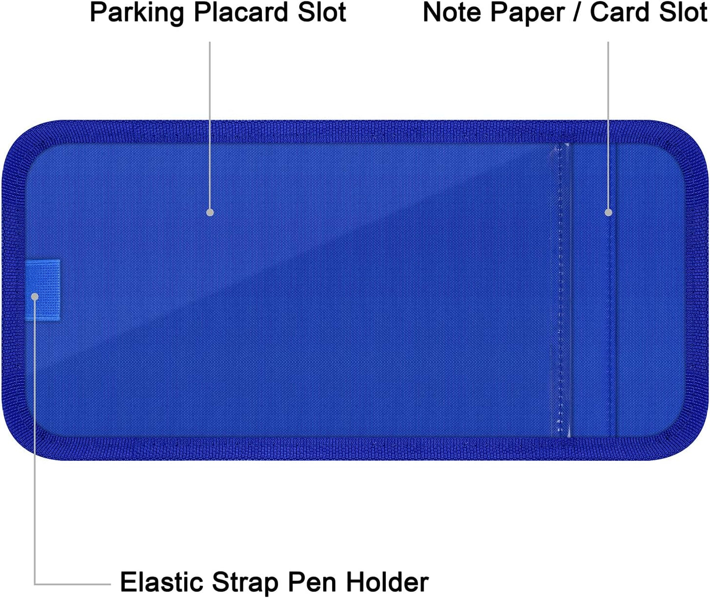 Handicap Placard Holder for Auto, Wisdompro Disabled Parking Permit Sign Protector for Car Sun Visor with Note Paper Slot, Pen Holder and Elastic Strap - Black