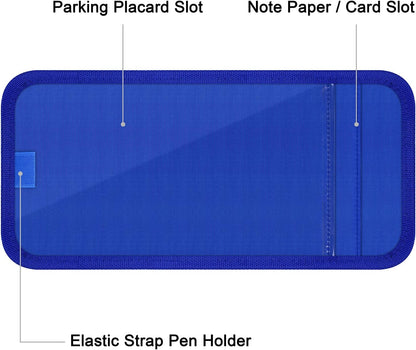 Handicap Placard Holder for Auto, Wisdompro Disabled Parking Permit Sign Protector for Car Sun Visor with Note Paper Slot, Pen Holder and Elastic Strap - Black