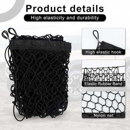 Amiss Cargo Net Stretchable, Car Exterior Accessories, Adjustable Elastic Trunk Storage Net with Hook for SUVs, Cars and Trucks (35.4x15.8 Inch)