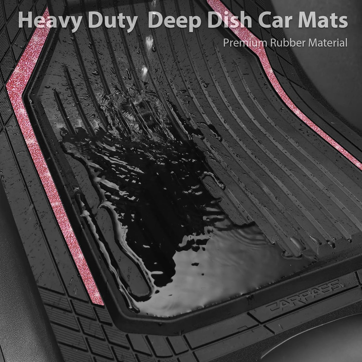 CAR PASS Heavy Duty Rubber Floor Mats for Car, Waterproof Liner Deep Dish Car Mats Full Sets, Universal Trim to Fit for SUV Truck Sedans Vans, All Weather Automotive Floor Mats 3pcs, Solid Black