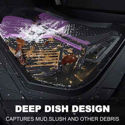 CAR PASS Heavy Duty Rubber Car Mats with Cargo Liner, Deep-Dish Car Floor Mats and Trunk Mat All Weather, Universal Trim-to-Fit for SUVs Trucks Sedans, Waterproof Anti-Slip, Trimmable V12 Black