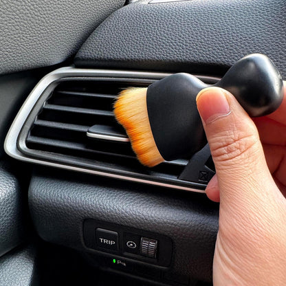Car Detailing Brush, Soft Bristle Cleaning Brush, Scratch-Free Auto Duster Tool for Dashboard, Air Vents, Leather & Interior Cleaning (Black&Brown)