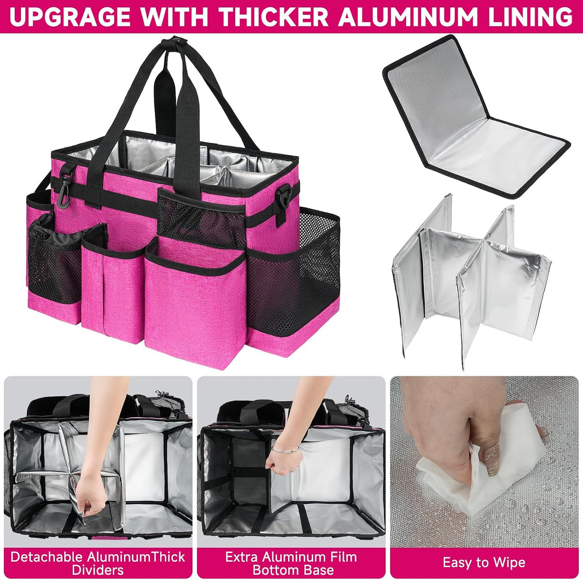 Cleaning Caddy Bag, Cleaning Supplies Organizer for Housekeepers, Housekeeping Caddy with Handle and Detachable Padded Cushion, Black