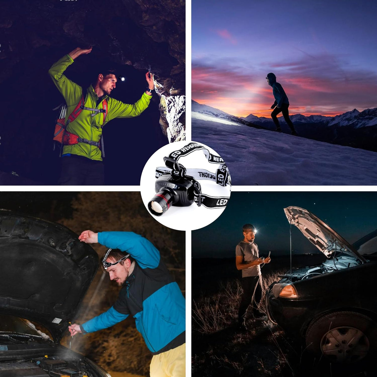 LIANXIN Car Roadside Emergency Kit, with Jumper Cables Automotive Kit,Car Safety Roadside Assistance Kit Headlamp,Tow Straps, Safety Hammers, Rainwear, Gloves.Black
