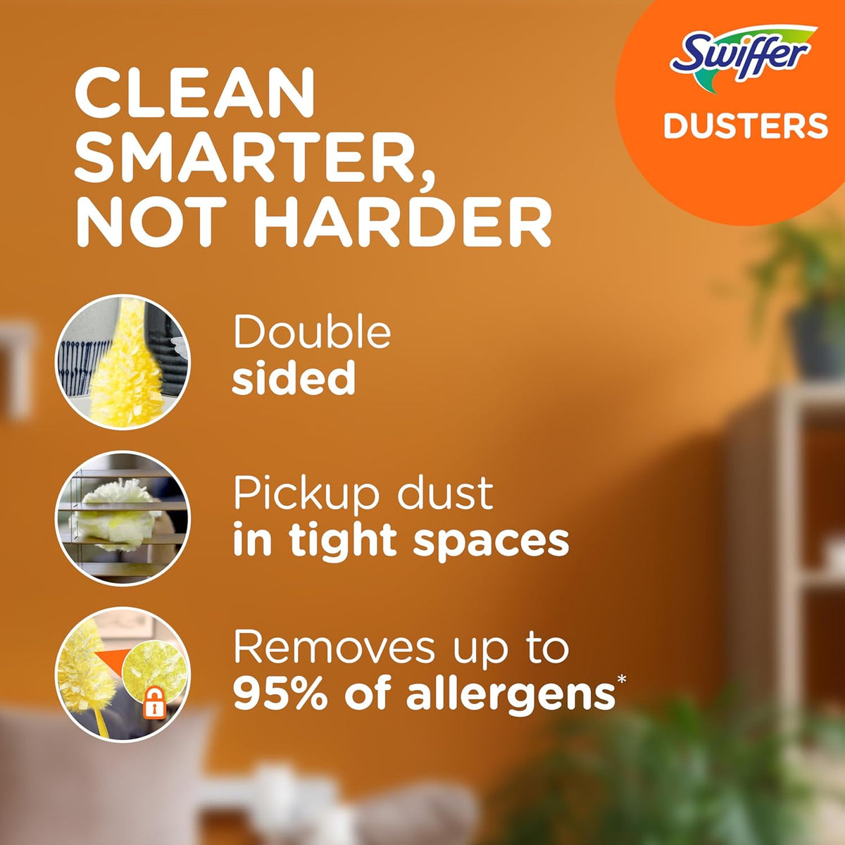 Swiffer Duster Kit with 3 ft Extendable Handle, Heavy Duty Dusting Starter Kit with 3 Refills, for Ceiling Fans, Vents and Hard to Reach Places