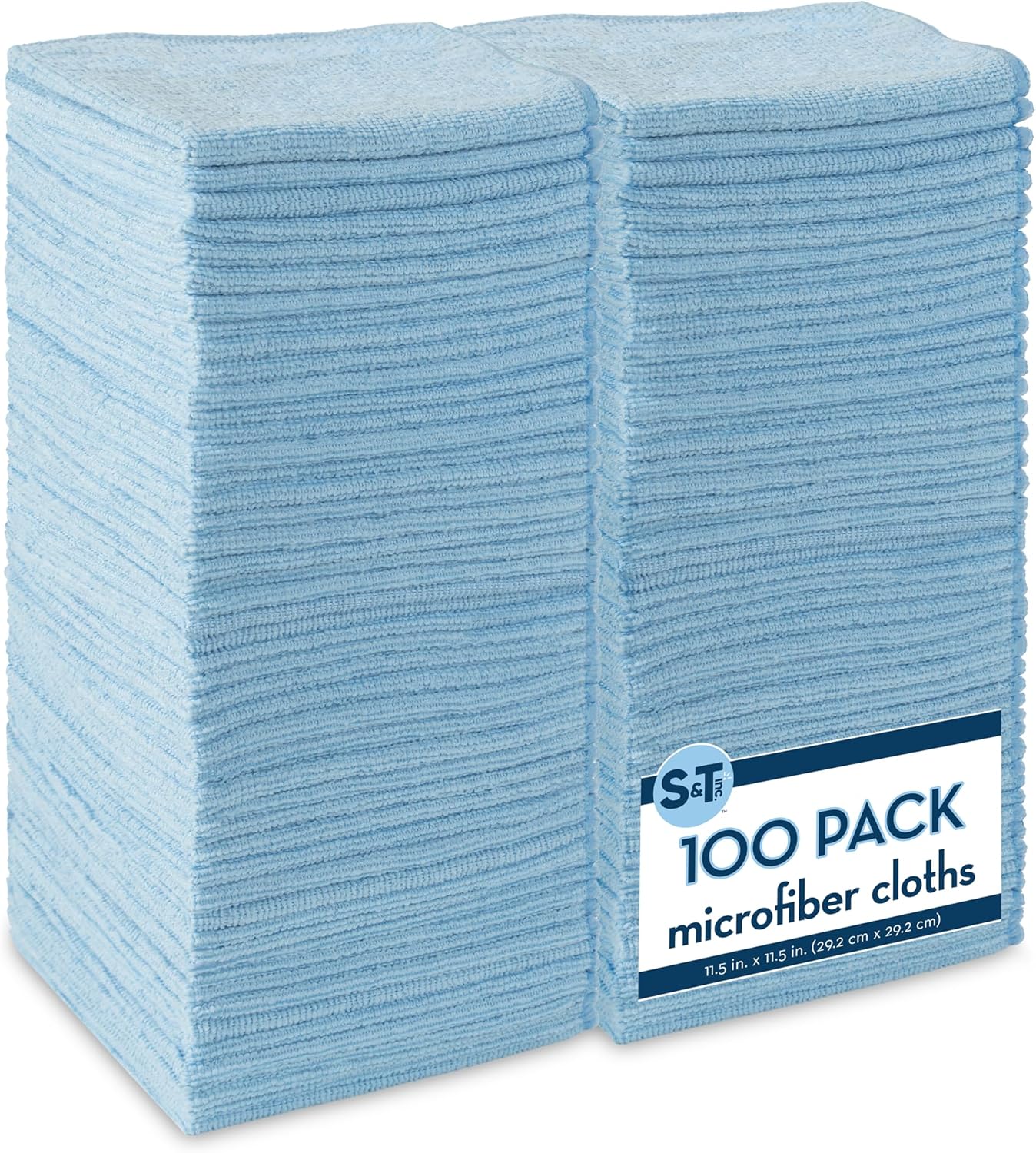 S&T INC. 100 Pack of Microfiber Cleaning Cloth, Bulk Microfiber Towel for Home, Reusable and Lint Free Cloth Towels for Car