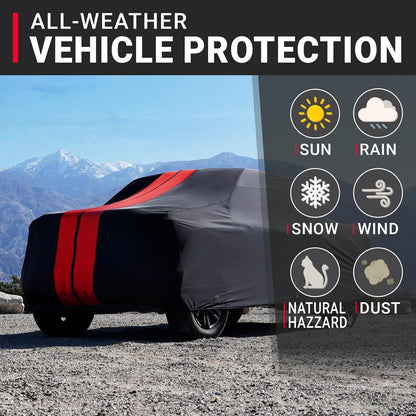 iCarCover 15-Layer Car Cover Waterproof All Weather | Premium Quality Car Covers for Automobiles, UV Protection, El Camino, Impala, Bel Air, Monte Carlo, Galaxie, Charger, Size C21 (See Size Chart) - Colors A