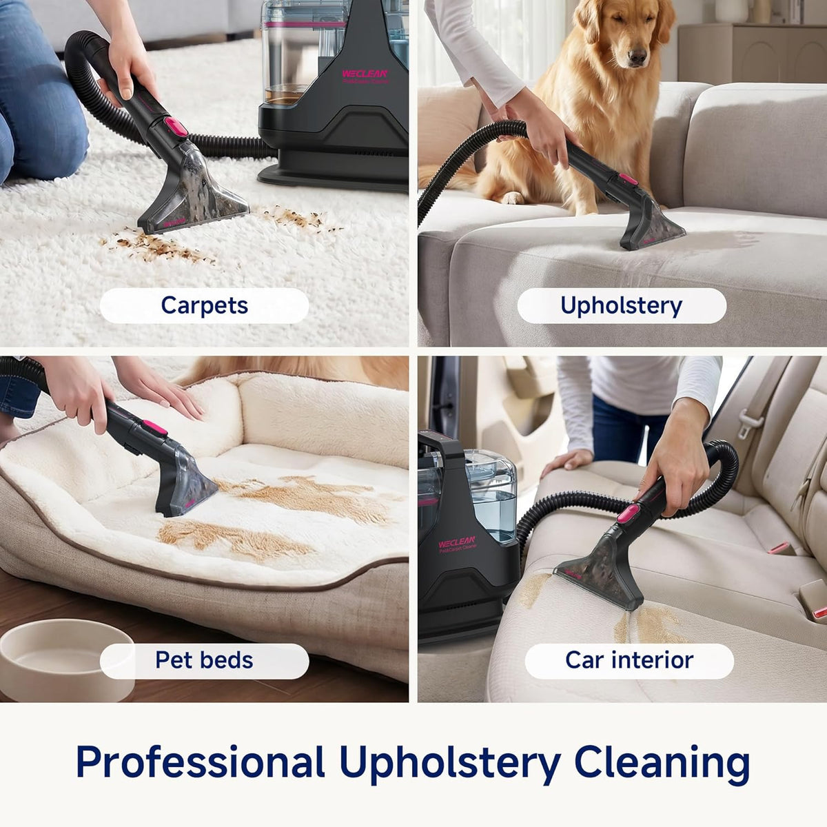 WECLEAN C1 Portable Extractor for Couch and Carpet Cleaner Upholstery Cleaner with Deep Cleaning Solution
