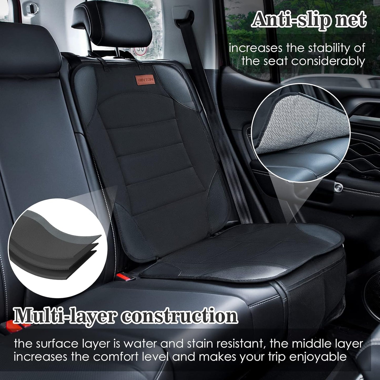 Siivton 2-in-1 Car Seat Protector & Kick Mat with iPad Holder - Kids Backseat Organizer with Touchscreen Pocket, Storage Pockets & Waterproof Cover for Child Safety and Mess-Free Rides