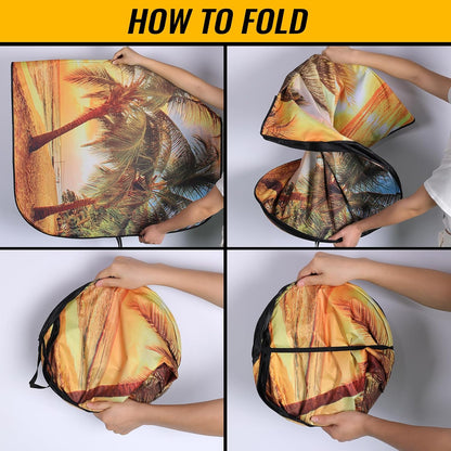 Car Windshield Sun Shade - Reflector Sunshade Offers Ultimate Protection for Car Interior, Cool Reflective Sun Blocker Fits Small Sedans, Mini SUVs