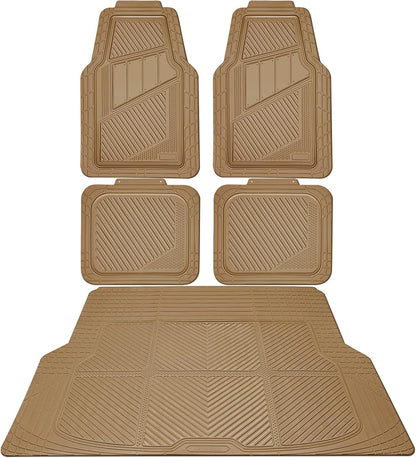 CAR PASS Heavy Duty Rubber Floor Mats 4-Piece,Pink Car Mats Full Sets Anti-Slip,Waterproof Universal Trim-to-Fit for Car SUV Truck, Durable All Weather Automotive Car Mats for Women,Girly(All Pink)