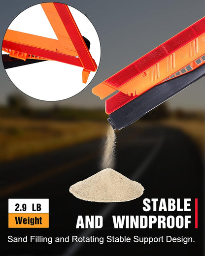 SAFEMATE 3 Pack Warning Triangle DOT Approved, Foldable Emergency Safety Reflective Triangles for Roadside Vehicles Breakdown with Carrying Case