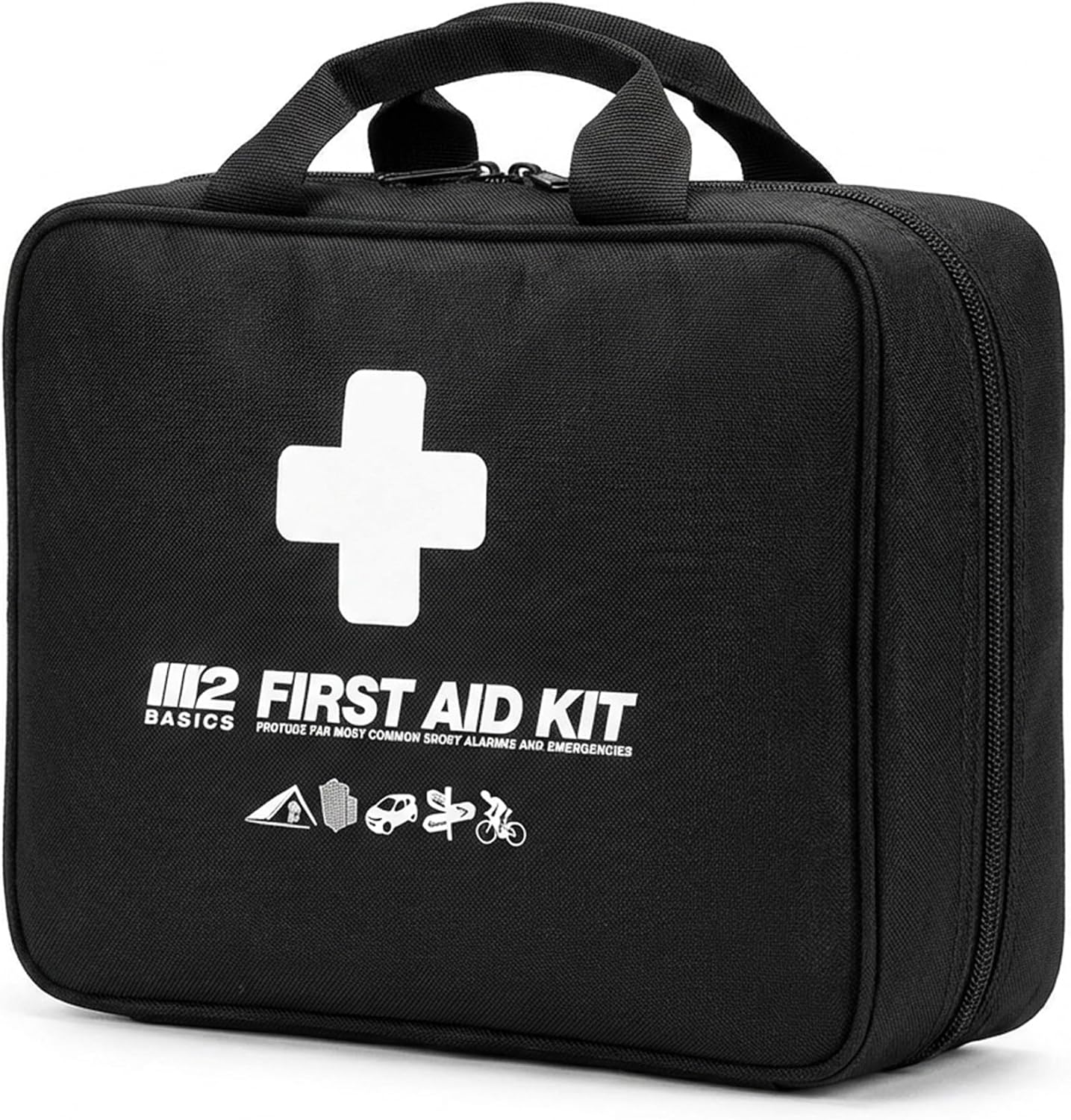M2 BASICS 300 Piece Premium First Aid Kit w/Durable Bag for Home, Business | Office, Workplace, Car, Garage, Kitchen, Family, Classroom, Jobsite, Warehouse, School, Vehicle And Emergency Preparedness
