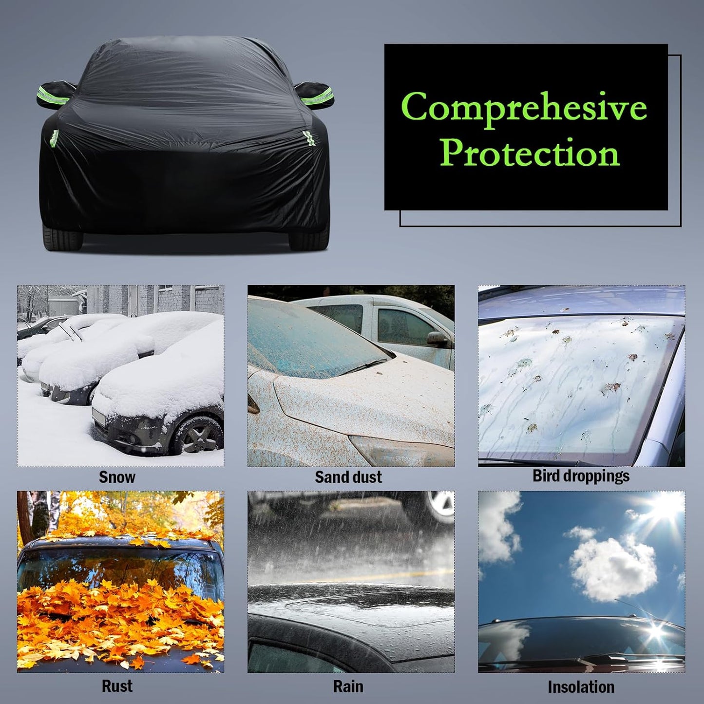 Car Cover Custom Fit for Toyota Corolla 2000-2025, Honda Civic 1991-2025, Waterproof All Weather Full Exterior Cover Rain Sun Protector Car Cover with Door Zipper