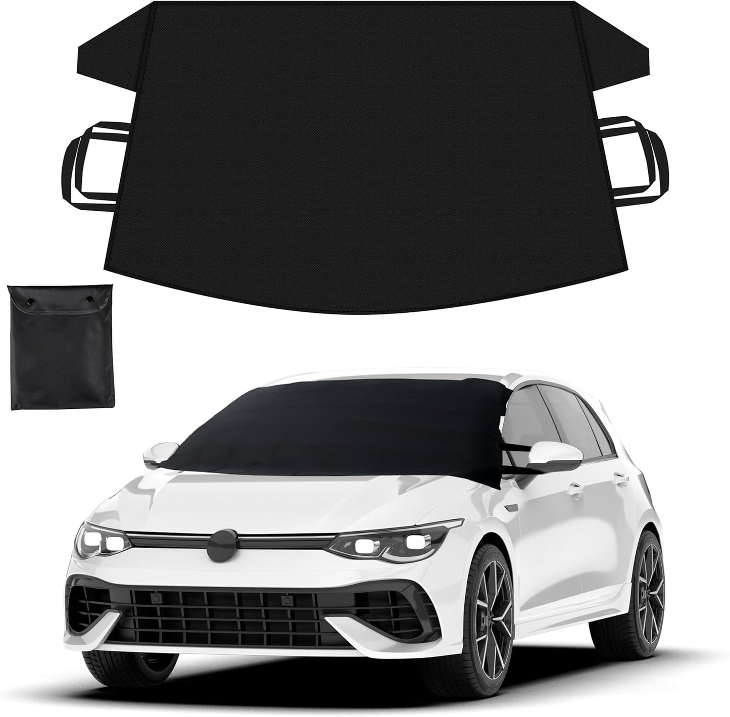 EcoNour Windshield Cover for Ice and Snow - Universal Fit for Car, SUV, Truck, Heavy Duty 600D Oxford Fabric Frost Protector for Ice & Sleet, Includes Anti-Theft Straps, Medium (69"x42")