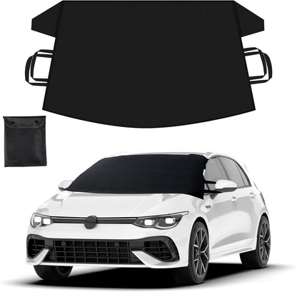 EcoNour Windshield Cover for Ice and Snow - Universal Fit for Car, SUV, Truck, Heavy Duty 600D Oxford Fabric Frost Protector for Ice & Sleet, Includes Anti-Theft Straps, Medium (69"x42")