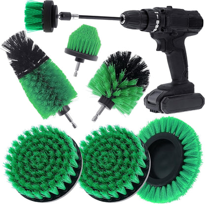 8 Pcs Drill Brush Attachment Set, Power Cleaning Scrub Brush Kit with Extend Long Attachment, All Purpose Drill Scrub Brushes for Car, Grout, Floor, Tub, Bathroom and Kitchen (Yellow)