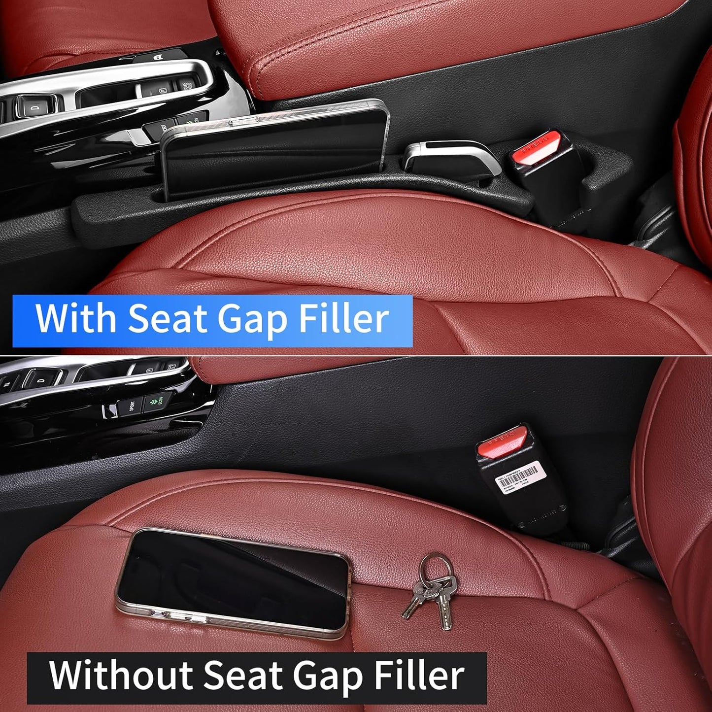 7F Car Seat Gap Filler, Organiser Between Seat and Centre Console, Universal Car Accessories, Fit SUV Truck Storage Black