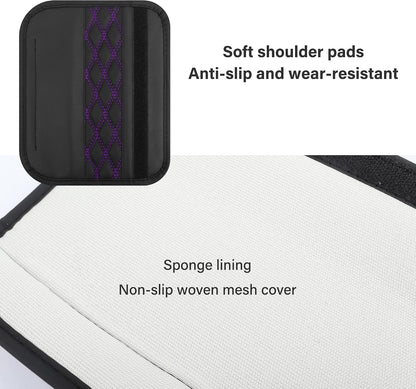 2PCS Car Seat Belt Cover Pads,Leather Seatbelt Covers Protect Shoulder and Neck Car Accessories Interior,Universal Car Seat Strap Pads Car Decorations for Most Cars Trucks (Black/Red)