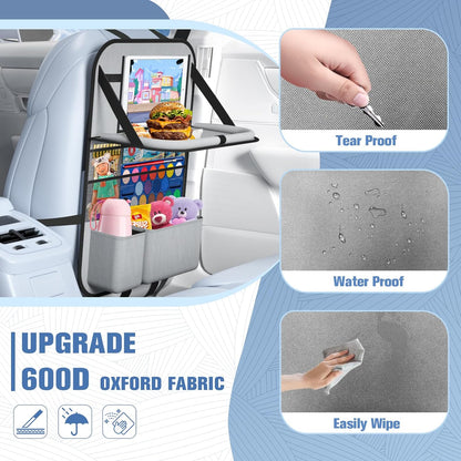 Car Backseat Organizer with table Tray(1Pack) 9 Storage Pockets Backseat Car Organizer with Tablet Holder, Back seat Organizer for Kids Road Trip Essentials Travel